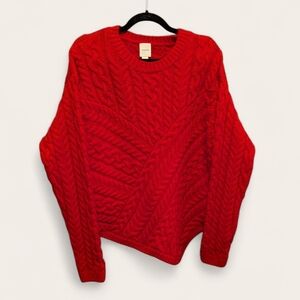 Maeve Red Cable Knit Sweater